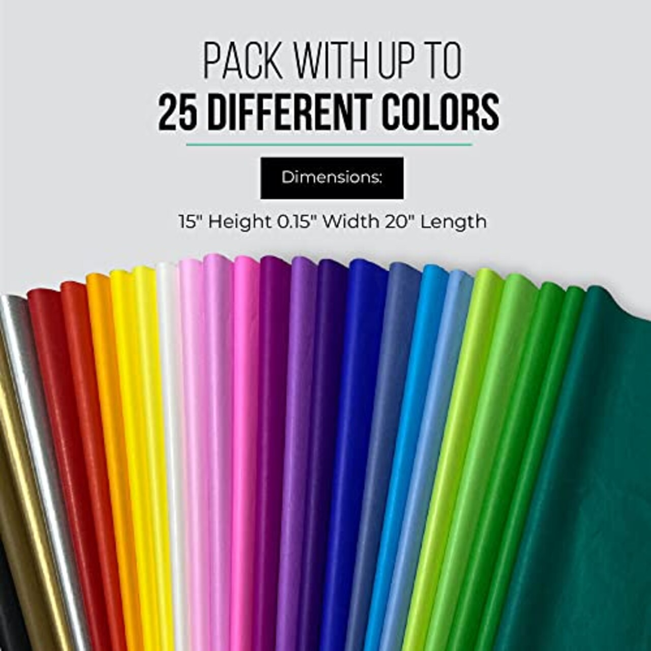 Tissue Paper Gift Wrap | Acid-Free Tissue Paper for Gift Bags | 25 Assorted Colors | Gift Wrapping Paper Pack for Birthdays, DIY Crafts, Christmas | 100 Sheets | 15 x 20 inches |